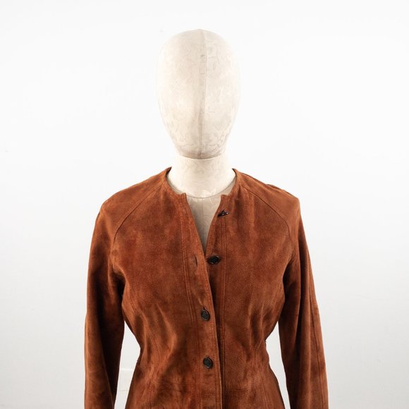 Vintage 70s SM Saks Suede Leather Jacket Coat Rust - Picture 3 of 10